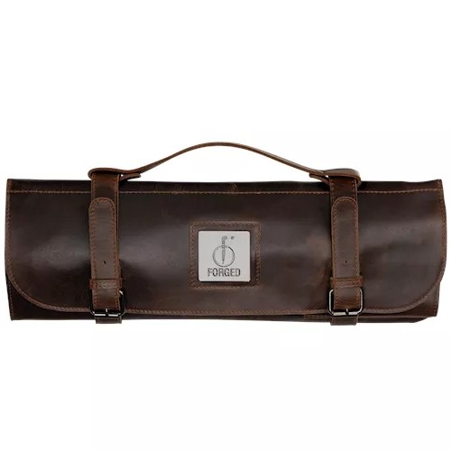 ÉTUI À COUTEAUX EN CUIR MARRON FORGÉ