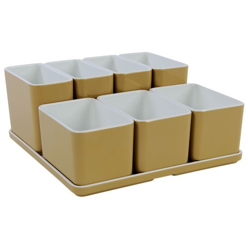Organizer CUBE set nr. 9 afm. 21x21x9,3cm. kleur champagne melamine