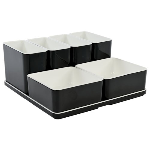 Organizer CUBE set nr. 14 afm. 21x21x9,3cm. kleur zwart melamine