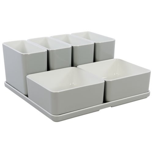 ORGANIZER-WÜRFEL-SET NR. 14 AFM. 21X21X9,3CM. FARBE HELLGRAUES MELAMIN