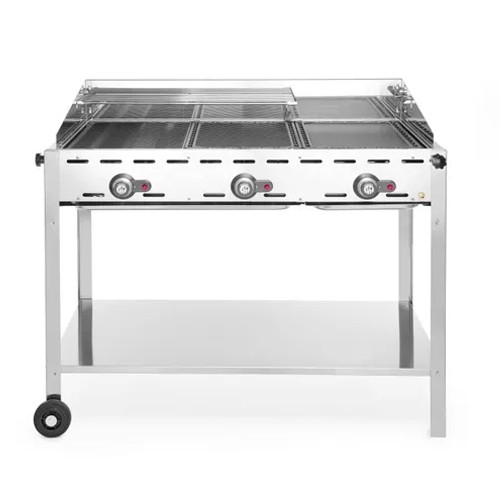 FEU VERT AVEC 3 BRÛLEURS SUR SUPPORT GN 1/1 INOX HENDI