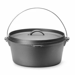 Cast iron pan with lid, capacity 9 litres, diameter 310 mm.