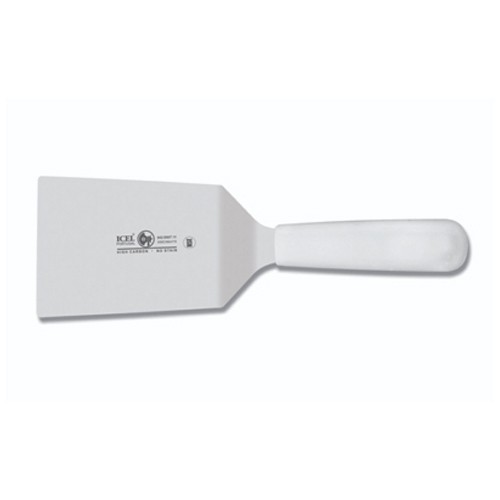 Plaat-/bakmes m/wit handvat afm. 15x9cm. lengte 28cm.