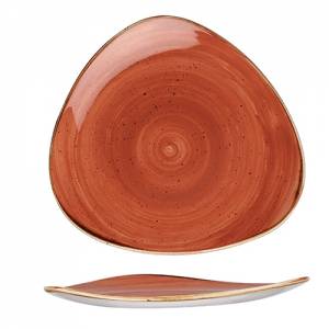 PLATE TRIANGULAR COLOR SPICED ORANGE SIZE. 22.9CM. CHURCHILL STONECAST