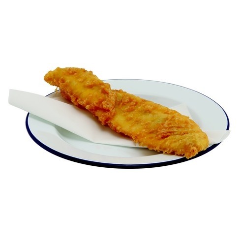 ASSIETTE ÉMAIL DIAM. 26CM. COULEUR BLANC AVEC BORD BLEU