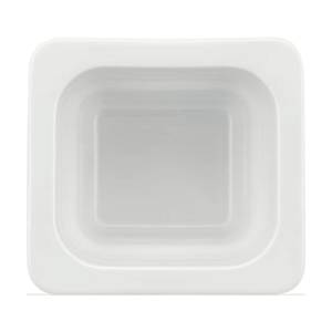 Schaaltje rechthoekig 1/6gn. hgt. 6,5cm. porseilein wit