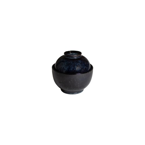 Bowl with lid, 13x8cm, 600ml, blue sakura q authentic