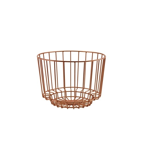 STEEL DISPLAY BASKET, 25CM DIAMOND, 18CM HG , COPPER COLOR