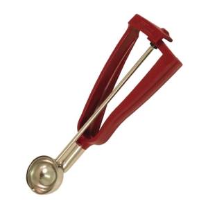 Cuillère à portionner en acier inoxydable avec manche rouge (taille 40), diamètre 4 cm. Litegrip Bonzer