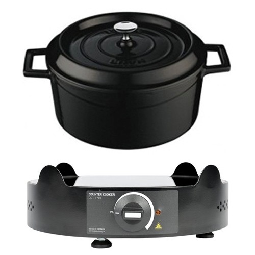 SOEPACTIE - KOOKPLAAT DIAM. 33,4CM. HG. 7/10CM. 230V/1700W COUNTER COOKER MET BRAADPAN LAVA