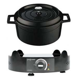 PROMOTION SOUPE - PLAQUE DE CUISSON <span translate="no"><span translate="no">HG</span></span> 33,4 CM 7/10 CM 230 V/1700 W AVEC POÊLE À FRIRE EN FEUILLE <span translate="no"><span translate="no">LAVA</span></span>