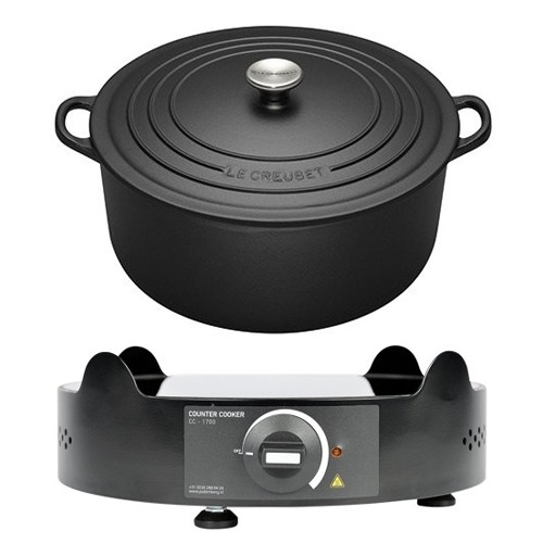 SOEPACTIE - KOOKPLAAT DIAM. 33,4CM. HG. 7/10CM. 230V/1700W COUNTER COOKER MET BRAADPAN LE CREUSET