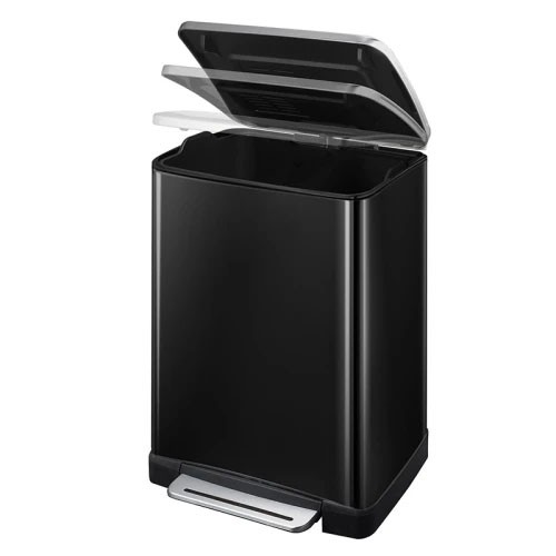 POUBELLE À PÉDALE DE RECYCLAGE E- CUBE , CAPACITÉ 40 L, ACIER INOXYDABLE NOIR, EKO