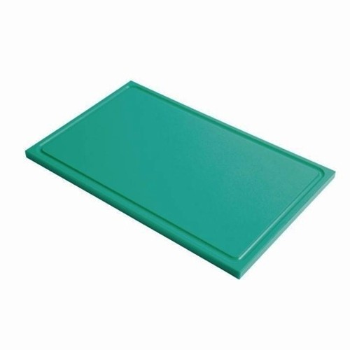 Snijplank haccp kleur groen 1/1gn afm. 53x32,5cm. kunststof met geul Pro-coking