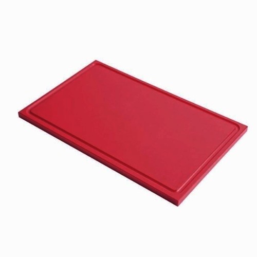 HACCP RED CUTTING BOARD 1/1GN DIMENSIONS 53X32.5CM PLASTIC WITH PRO-COOKING GROOVE