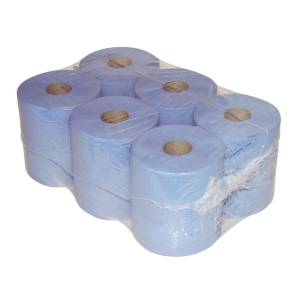 Mini-Polierrolle, blau, 1-lagig, recycelbar, 300 m. 1 Packung mit 6 Rollen.