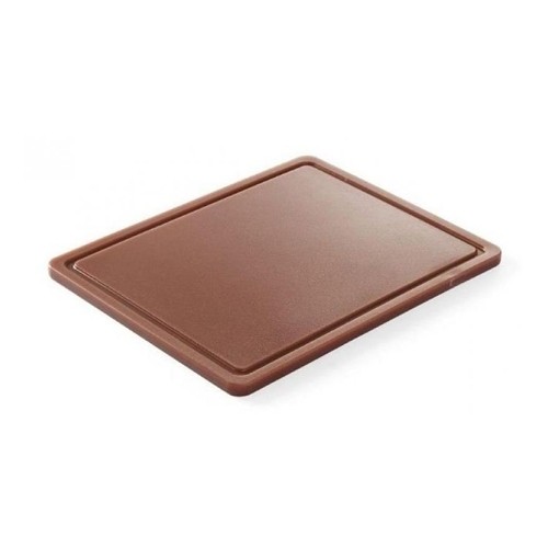 SNIJPLANK HACCP KLEUR BRUIN 1/2GN AFM. 26,5X32,5CM. EEN ZIJDE MET GEUL ANDERE ZIJDE GLAD. PRO-COOKING