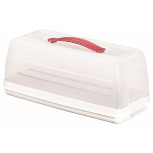 Curver Cake box, dimensions: 15 x 35.5 x 14.2 cm, transparent white plastic.