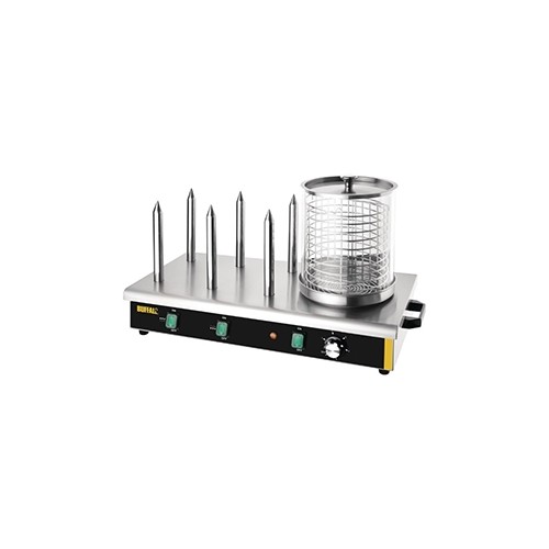 Hotdogwarmer met 6 warmhoudpennen afm. 670x340x370mm. 230v/750w Buffalo