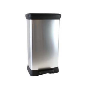 Pedaalemmer Decobin inh. 50ltr. afm 39x29x73 kleur zilver/zwart Curver