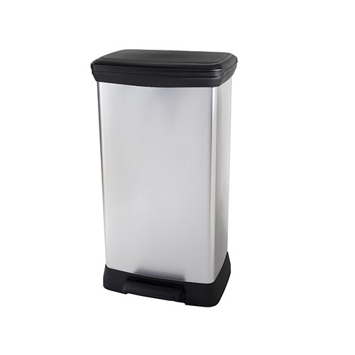 Pedaalemmer Decobin Duo inh. 23+23ltr. afm 39x29x72 kleur zilver/zwart Curver