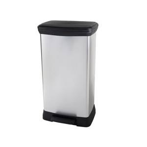 Pedaalemmer Decobin Duo inh. 23+23ltr. afm 39x29x72 kleur zilver/zwart Curver