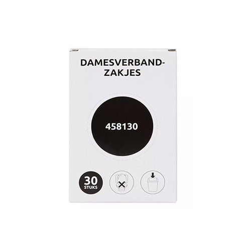 Damesverbandzak wit afm. 27,5x8,4cm. 50x30st.