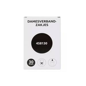 Damesverbandzak wit afm. 27,5x8,4cm. 50x30st.