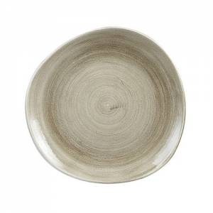 TELLER FLAT ORGANISCHER STEINGUSS PATINA DURCHM. 28,6 cm. FARBE ANTIKES TAUPE CHURCHILL