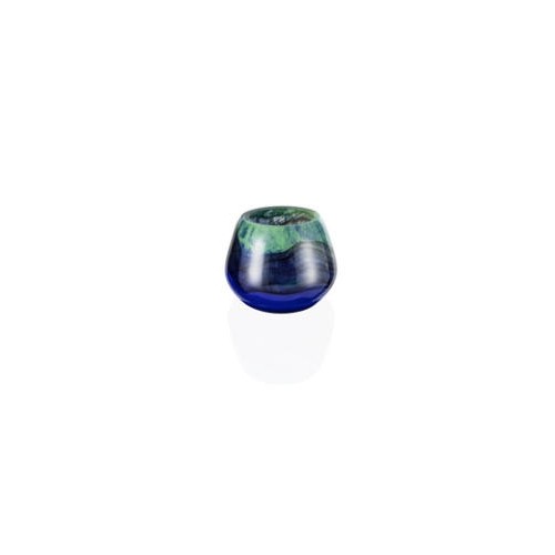 Theelichthouder diam. 11cm hgt. 9cm. Fusion Lagoon glas