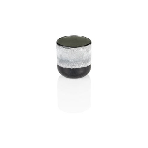 Theelichthouder diam. 10cm. hgt. 11cm. Frosted Graph.Grey glas