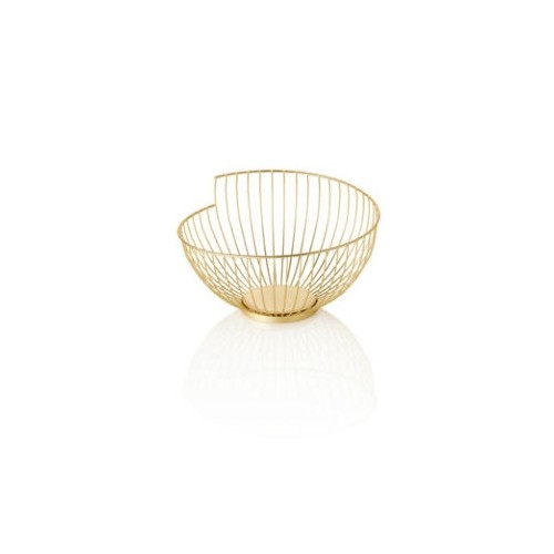 Buffetkorf afm. 28x28xh16,5cm. goud gepoedercoat metaal