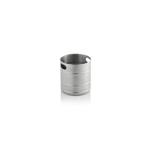 Bestekbeker diam. 12cm. hgt. 13cm. barrel rvs