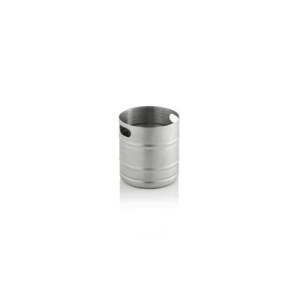 Bestekbeker diam. 12cm. hgt. 13cm. barrel rvs
