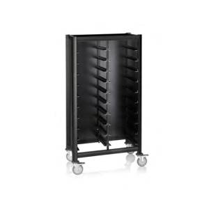 Regaalwagen voor 20 dienbladen afm. 51,5x86x165cm. zwart aluminium