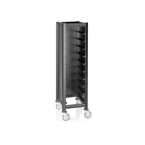 Regaalwagen voor 10 dienbladen 1/1GN afm. 60x44,5x165cm. zwart aluminium