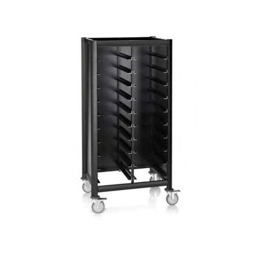 Regaalwagen voor 20 dienbladen 1/1GN afm. 60x80x165cm. zwart aluminium