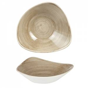 SCHÜSSEL DREIECKIG STEINGUSS PATINA ABM. 23,5 cm. FARBE ANTIKES TAUPE CHURCHILL