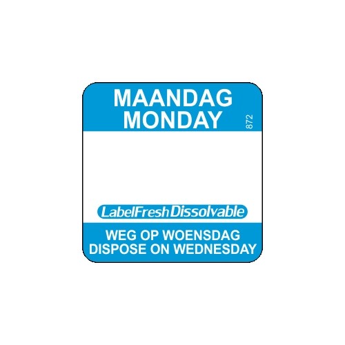 Labelfresh Easy Oplosbaar - 500 labels - maandag/monday -  weg op