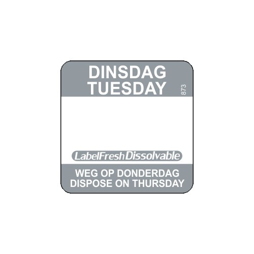 Labelfresh Easy Oplosbaar - 500 labels - dinsdag/tuesday -  weg op