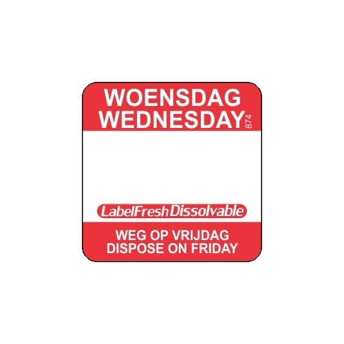 Labelfresh Easy Oplosbaar - 500 labels - woensdag/wednesday -  weg op