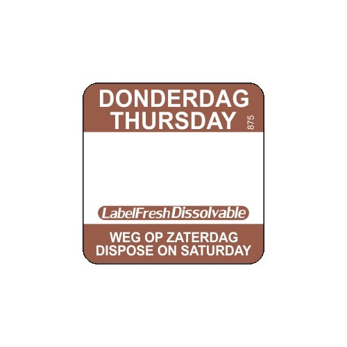 Labelfresh Easy Oplosbaar - 500 labels - donderdag/thursday -  weg op