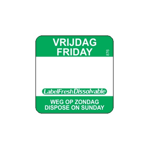 Labelfresh Easy Oplosbaar - 500 labels - vrijdag/friday -  weg op