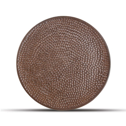 Bord plat diam. 27cm. gehamerd copper Brass F2D