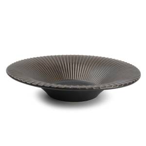 Tiefer Teller, Durchmesser 26 x 5,5 cm, gestreiftes silberfarbenes Messing F2D