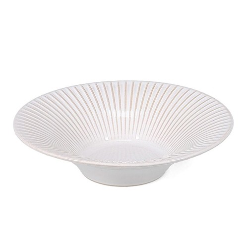 Bord diep diam. 20,5x8,5cm. hgt. 5cm. gestreept wit Brass F2D
