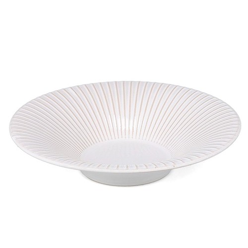 Bord diep diam. 26x10cm. hgt. 5,5cm. gestreept wit Brass F2D