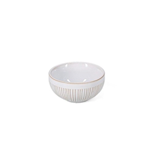 Kom diam. 8,5cm. hgt. 4cm. gestreept wit Brass F2D