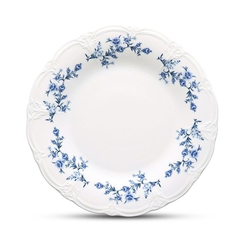 Bord plat diam. 32cm. blauw flower Retro BonBistro