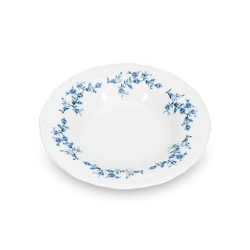 Bord diep diam. 23,5/14 hgt. 4cm. blauw flower Retro BonBistro